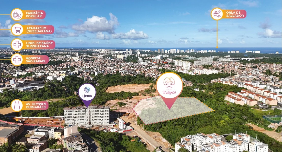 Vista aerea da localizacao do Vale das Tulipas
